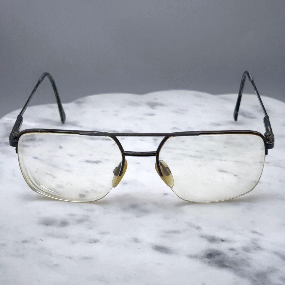 Luxottica CHRIS CHARCOAL Aviator Half-Rim Eyeglasses Frames Only 57-18-140 Italy